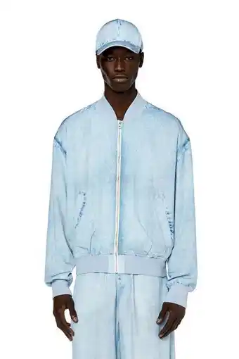 Bomber jacket with denim trompe l'oeil