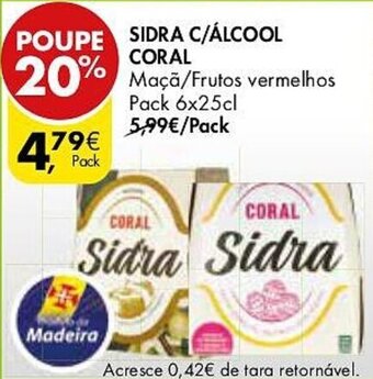 Pingo Doce SIDRA C/ÁLCOOL CORAL promoção