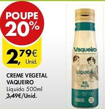 Pingo Doce CREME VEGETAL VAQUEIRO Líquido 500ml promoção
