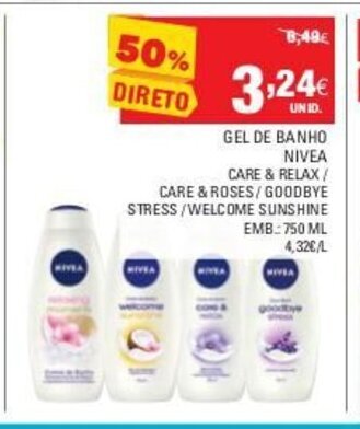 Continente Gel de Banho Nivea 750ml promoção