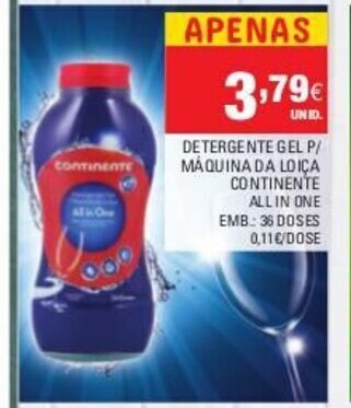 Continente Detergente Gel P/Máquina da Loiça Continente 36 Doses promoção