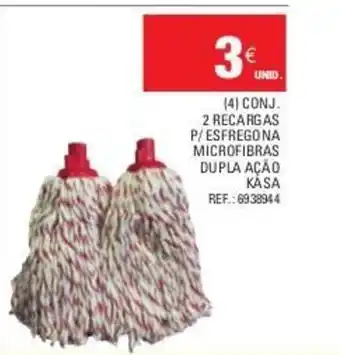 (4) Conj. 2 Recargas P/Esfregona Microfibras Dupla Ação Kasa