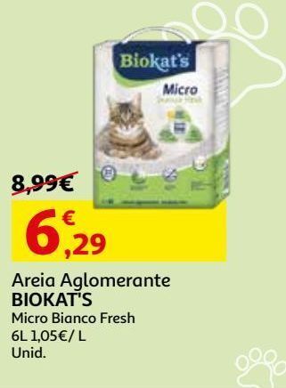 Auchan Areia aglomerante biokat's micro bianco fresh 6l promoção