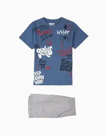 Zippy Conjunto t-shirt + calções para menino 'famous', azul/cinza claro promoção