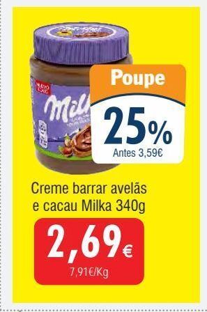 Froiz Creme de avelã milka promoção