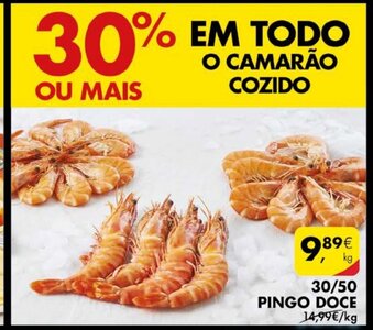 Pingo Doce Camarão Cozido 30/50 Pingo Doce promoção