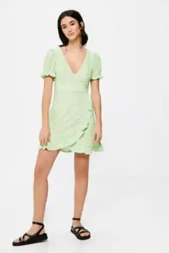 Springfield Vestido curto cruzado folhos promoção