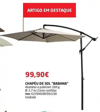 Bricomarché CHAPÉU DE SOL "BABANA" Alumínio e poliéster 160 g Ø: 2,7 m | Cores sortidas itm: 62284098/99/100 Unidade promoção