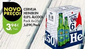 Pingo Doce CERVEJA HEINEKEN 0,0% ÁLCOOL Pack 6x25cl promoção