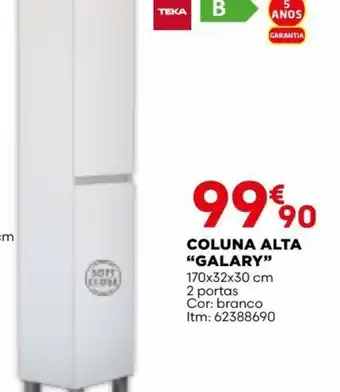 Bricomarché COLUNA ALTA "GALARY" 170x32x30 cm 2 portas Cor: branco Itm: 62388690 promoção