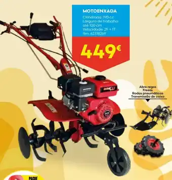Bricomarché MOTOENXADA Cilindrada: 190 cc Largura de trabalho: até 100 cm Velocidade: 2F + 1T Itm: 62318269 promoção