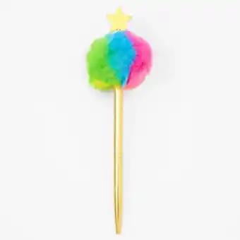 Claire's Rose gold pom pom star pen - rainbow promoção