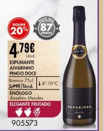 Pingo Doce Espumante Alvarinho Pingo Doce 75cl promoção