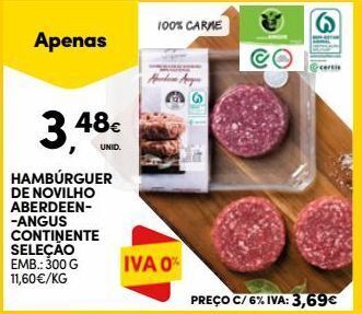 Continente Bom dia Hambúrguer bovino continente promoção