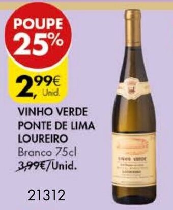 Pingo Doce Vinho Verde Ponte de Lima Loureiro 75cl promoção