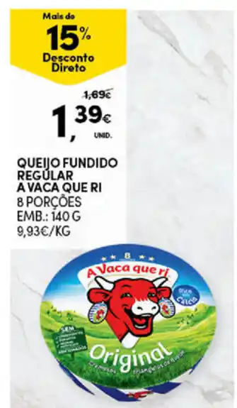 Continente Bom dia Queijo Fundido Regular A Vaca Que Ri 140g promoção