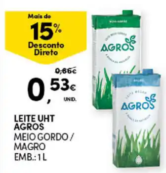 Continente Bom dia Leite UHT Agros 1L promoção