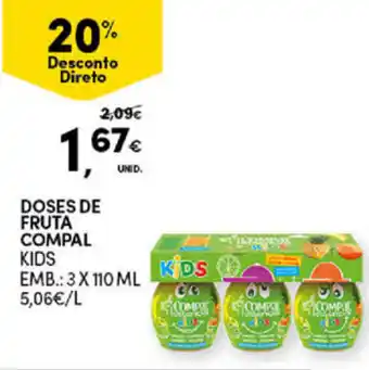 Continente Bom dia Doses de Fruta Compal Kids 3 x 110ml promoção