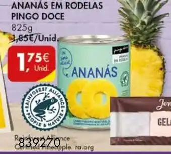 Pingo Doce Ananás em Rodelas Pingo Doce 825g promoção