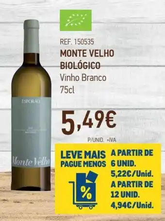 Makro MONTE VELHO BIOLÓGICO Vinho Branco 75cl promoção