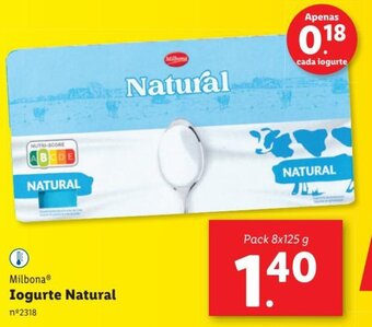 Lidl Milbona® Iogurte Natural Pack 8x125 g promoção