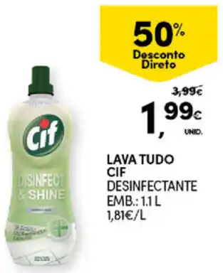 Continente Bom dia Lava Tudo CIF Desinfectante 1.1L promoção