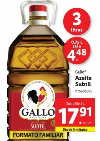 Lidl Gallo Azeite Subtil Garrafão 3 L promoção