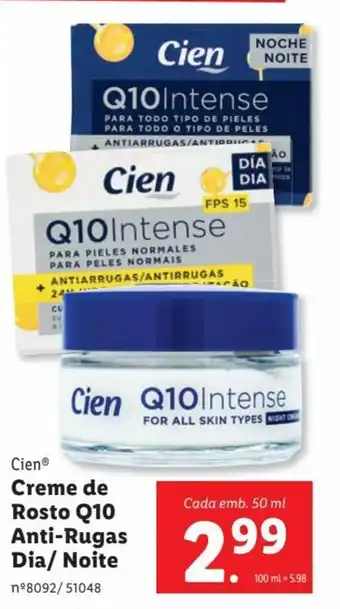 Lidl Cien Creme de Rosto Q10 Anti-Rugas Dia/ Noite promoção