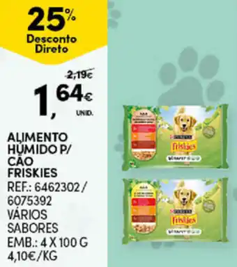 Continente Bom dia Alimento Humido P/Cáo Friskies 4x100g promoção