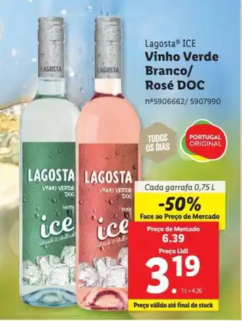 Lidl Lagosta® ICE Vinho Verde Branco/ Rosé DOC promoção