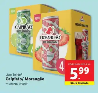 Licor BeirãoⓇ Caipirão/ Morangão Cada pack 4x0,25 L
