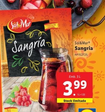 Lidl Sol&Mar Sangria Emb. 3 L promoção