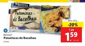 Lidl MonissaⓇ Pataniscas de Bacalhau Emb. 250 g promoção