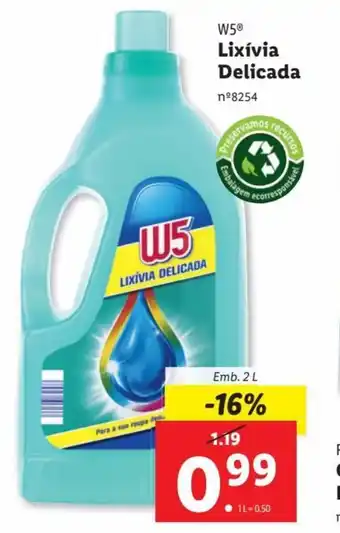 Lidl W5Ⓡ Lixívia Delicada promoção