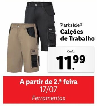 Lidl Parkside Calções de Trabalho promoção
