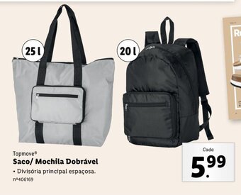 Lidl Topmove® Saco/ Mochila Dobrável promoção