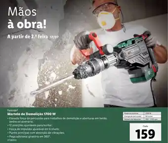 Lidl Martelo de Demolição 1700 W promoção