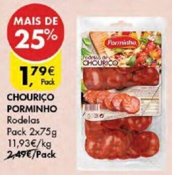 Pingo Doce CHOURIÇO PORMINHO Rodelas Pack 2x75g promoção