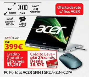 Auchan PC Portátil ACER SPIN 1 SP114-31N-C2YA promoção