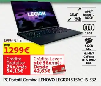 Auchan PC Portátil Gaming LENOVO LEGION 5 15ACH6-532 promoção