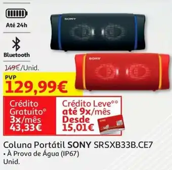 Auchan Coluna Portátil Sony SRSXB33B.CE7 promoção