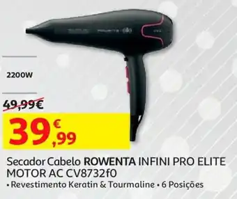 Auchan Secador Cabelo Rowenta Infini Pro Elite Motor AC CV8732f0 promoção