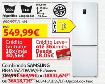 Auchan Combinado Samsung RB34T672DWW/EF Branco promoção