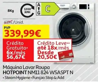 Auchan Máquina Lavar Roupa Hotpoint NM11 824 WSASPT N promoção