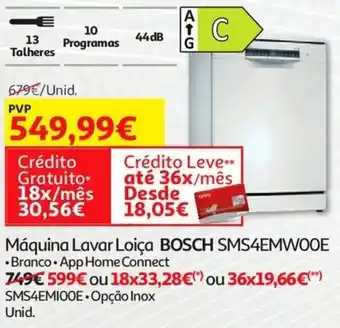 Auchan Máquina Lavar Loiça Bosch SMS4EMWOOE promoção