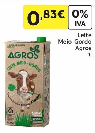 Leite semi desnatado agros