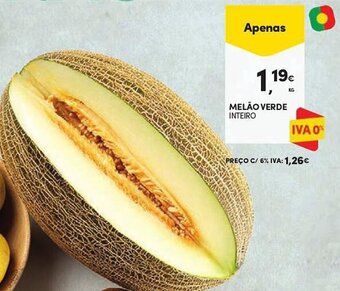 Continente MELÃO VERDE INTEIRO promoção