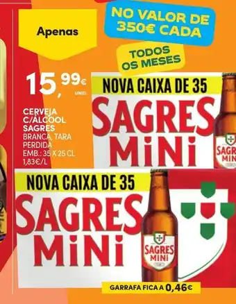 CERVEJA C/ÁLCOOL SAGRES BRANCA, TARA PERDIDA EMB.: 35 X 25 CL