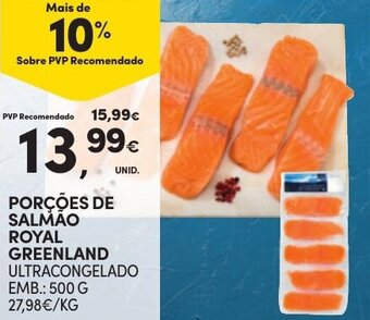 Continente PORÇÕES DE SALMÃO ROYAL GREENLAND ULTRACONGELADO EMB: 500G promoção