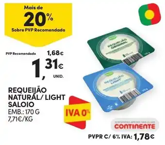 Continente REQUEIJÃO NATURÁL/LIGHT SALOIO EMB.: 170 G promoção